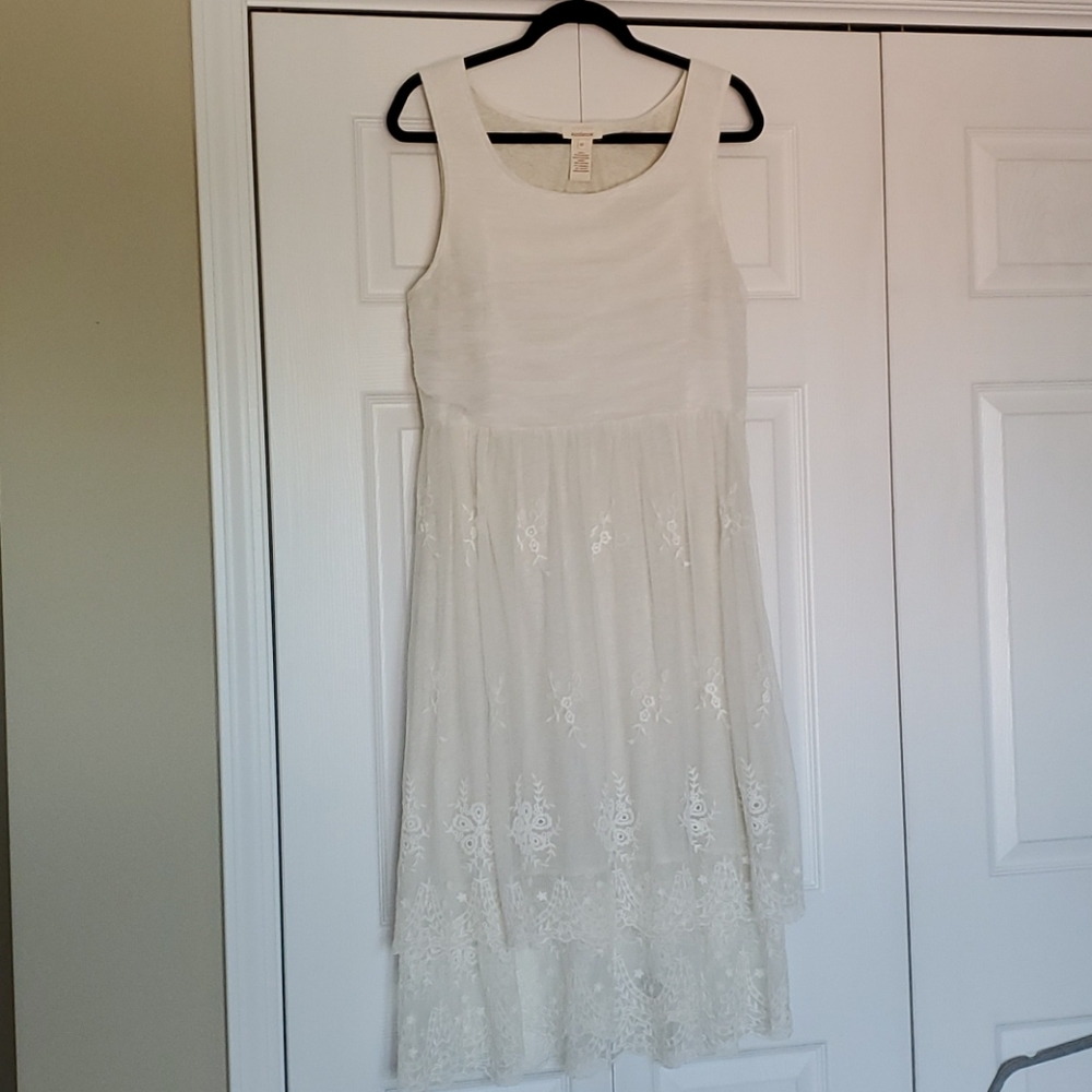 Sundance cream tiered lace midi dress size 12 euc